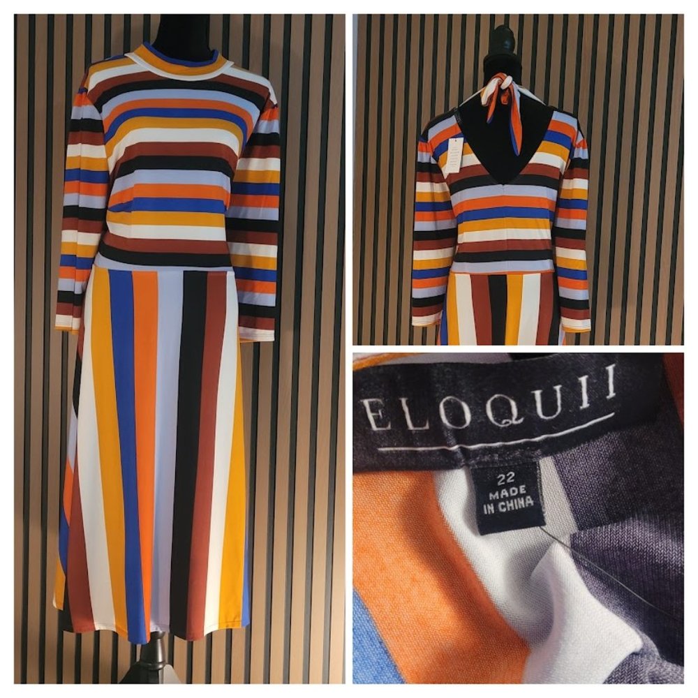 ELOQUII Multicolor Fit & Flare Dress